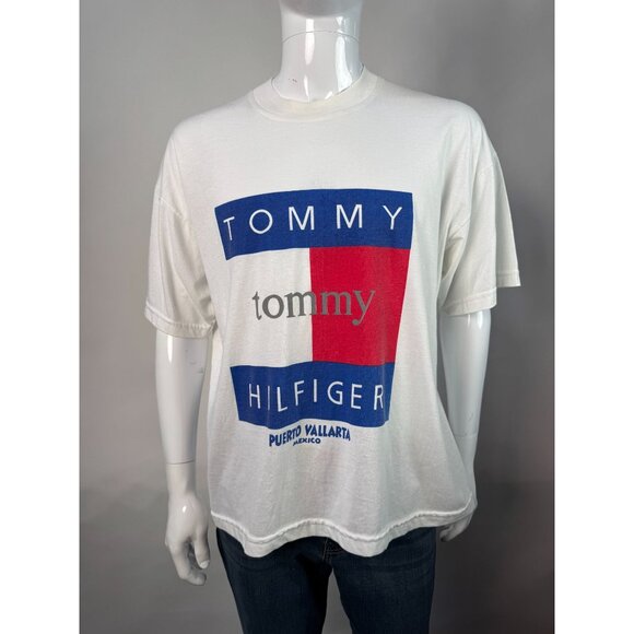 Tommy Hilfiger Puerto Vallarta Mexico Graphic T-Shirt White Short Sleeve Cotton - Picture 11 of 15